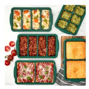 MIU Silicone Freezer Trays with Lids,  Green 5-pack